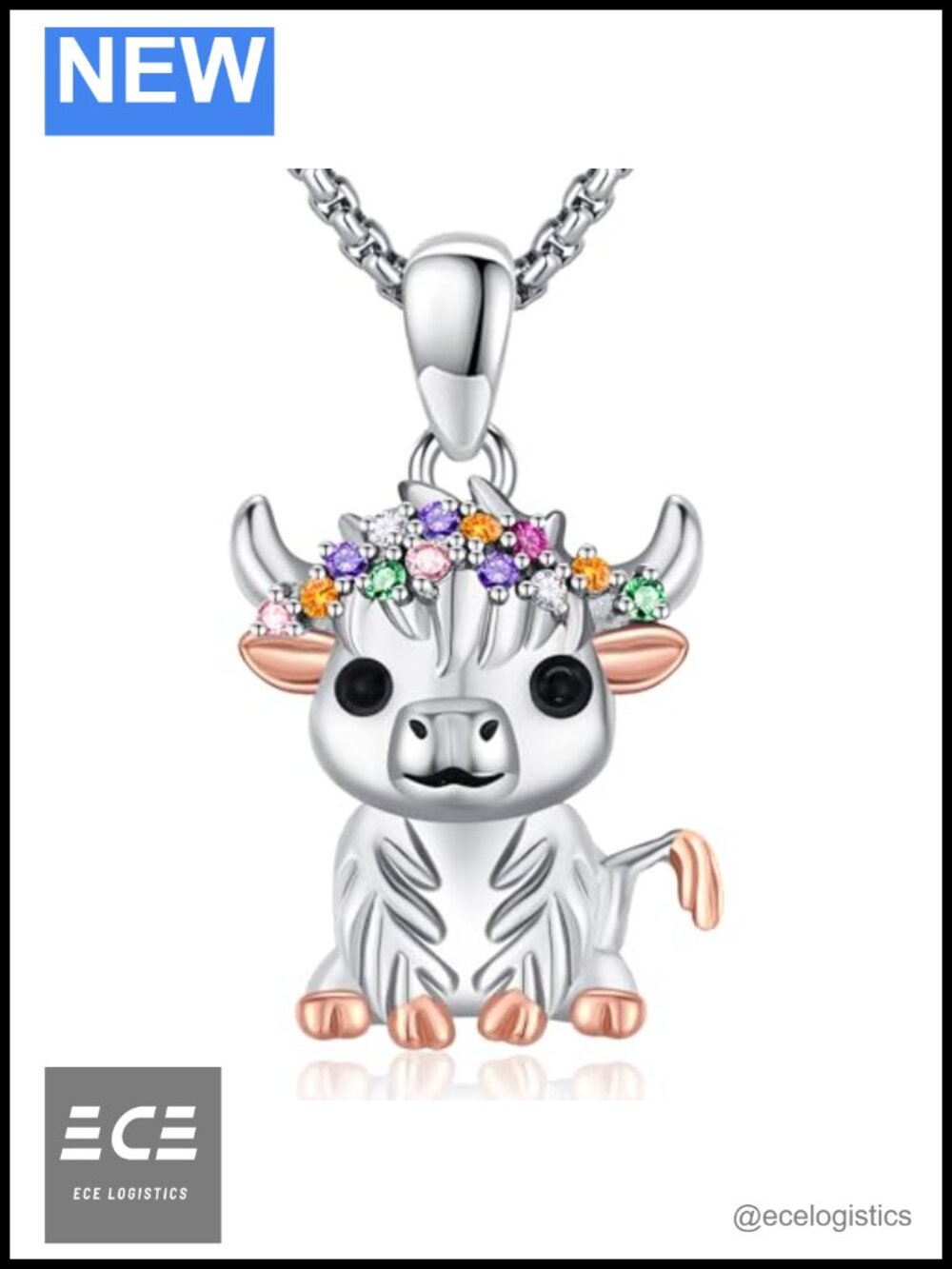 Highland Cow Necklace 925 Sterling Silver Pendant for Women Mom Wife